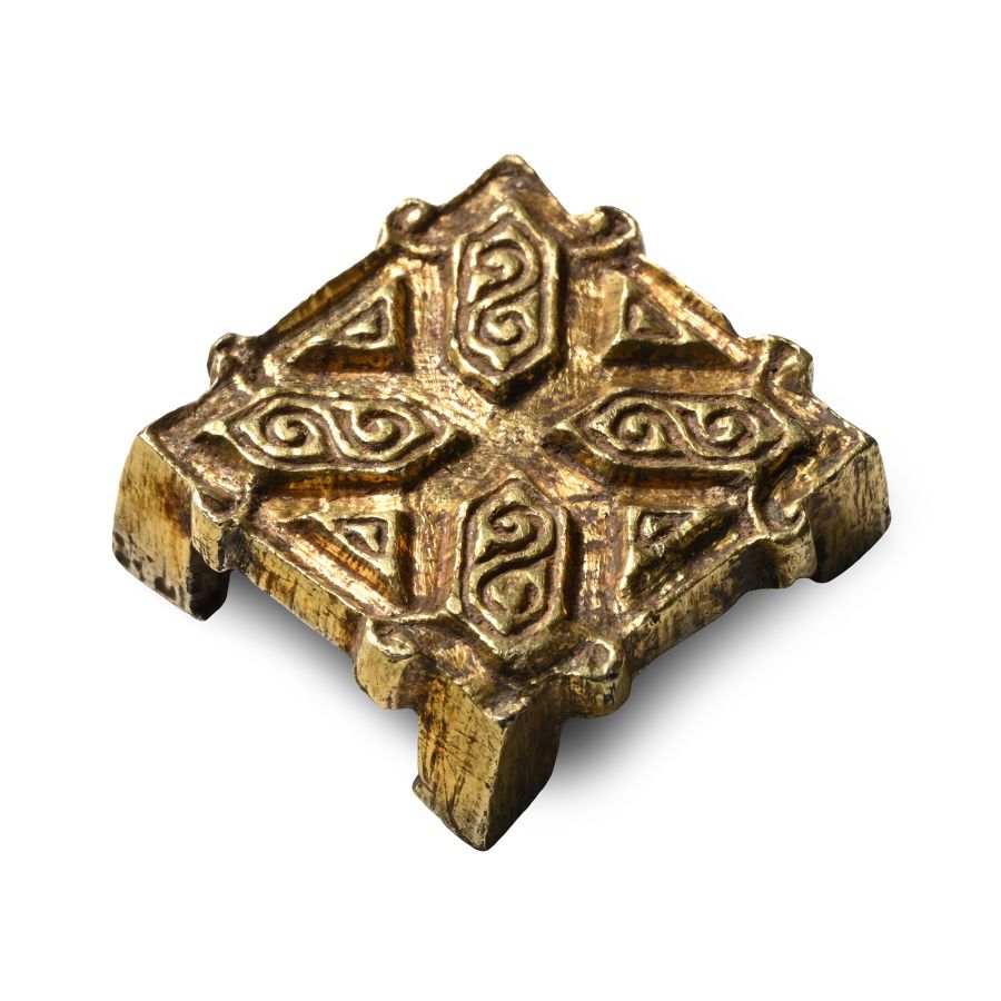 Byzantine Silver-Gilt Box Mount with Scroll Cross