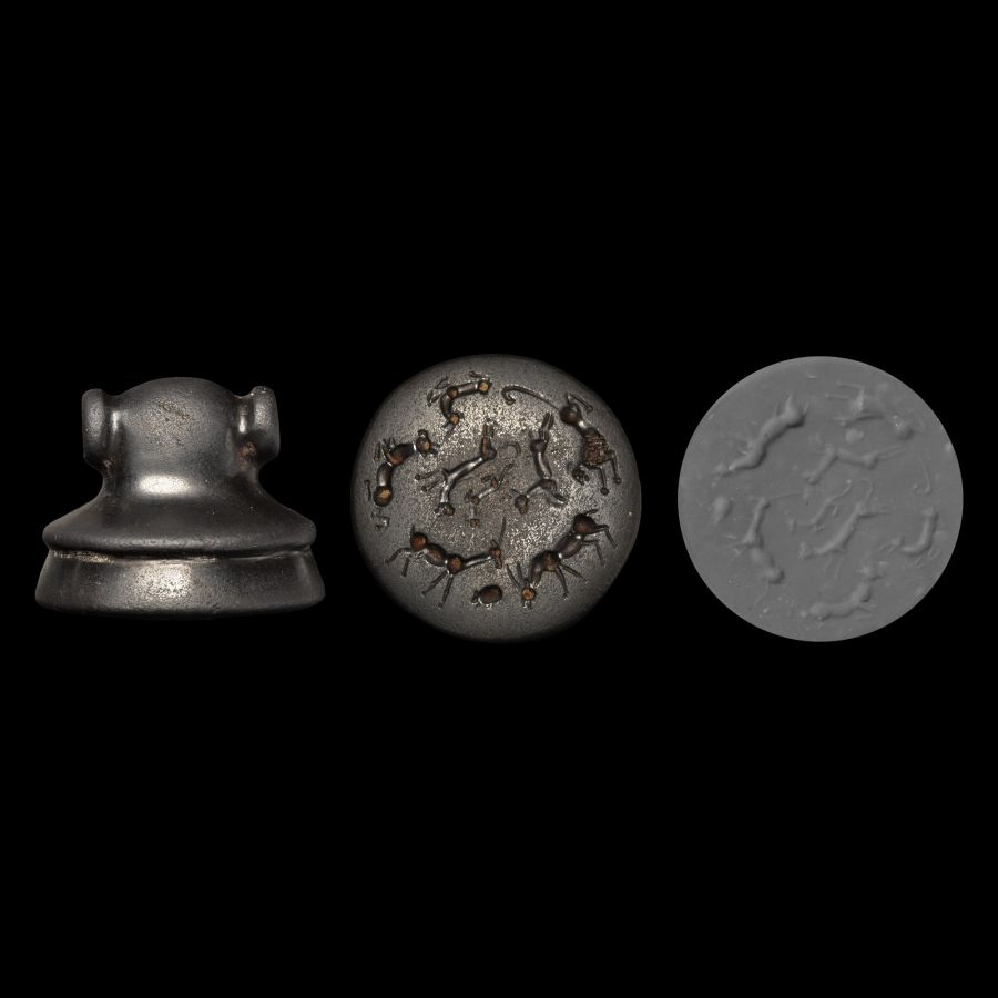 Hittite Haematite Stamp Seal with Animals
