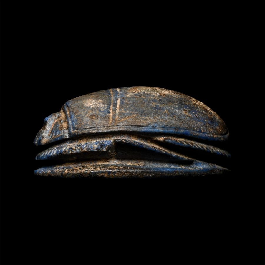 Large Egyptian Lapis Lazuli Heart Scarab