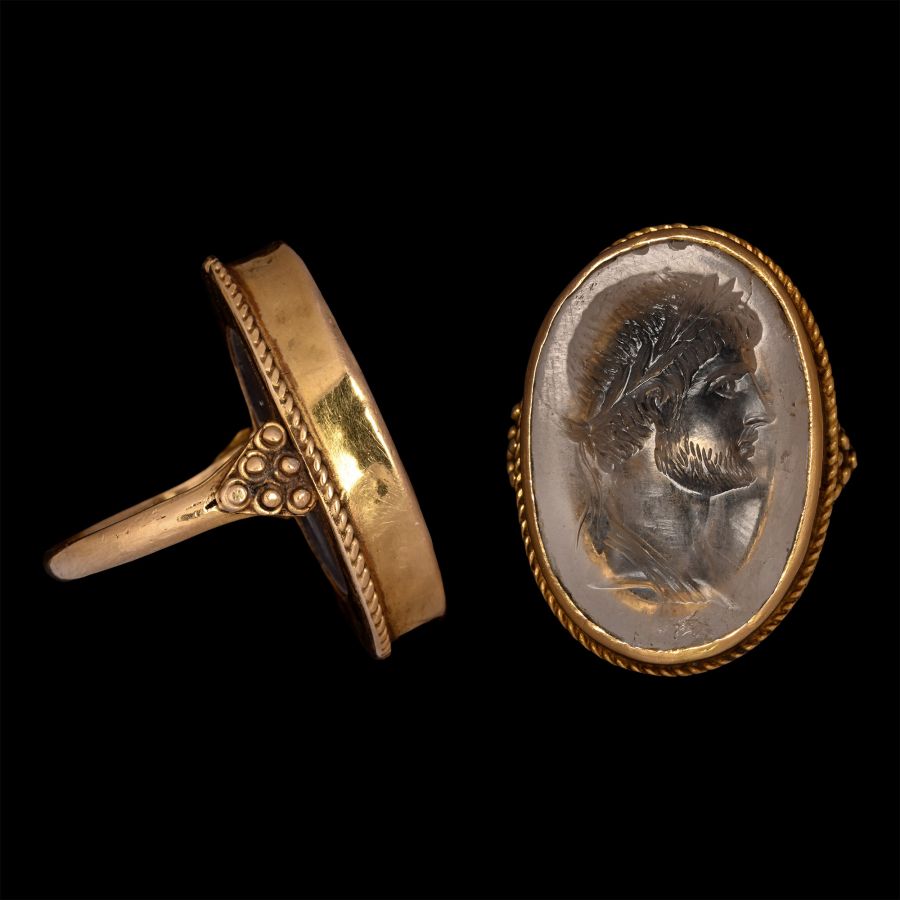 Post-Classical Rock Crystal Gemstone with Bust of the Emperor Hadrian
