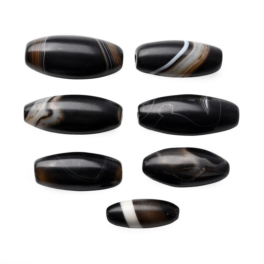 Large Bactrian Banded Agate Bead Group