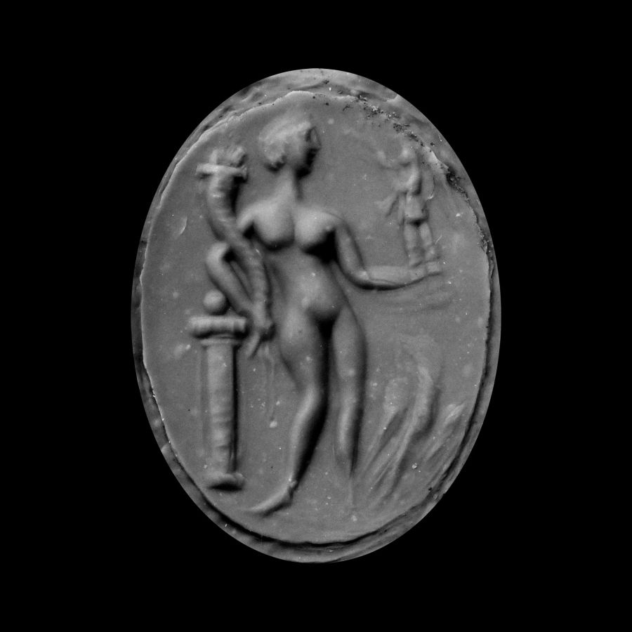Roman Style Gold Pendant with Nude Female