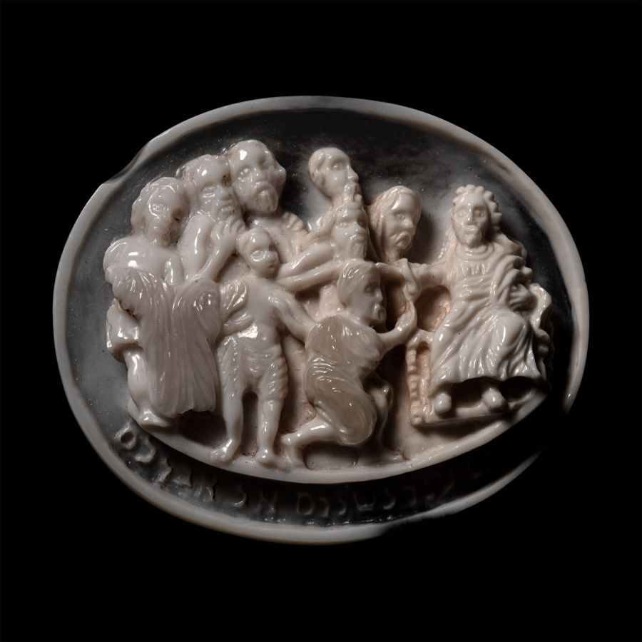 Post Medieval Agate Cameo with Scene from the Old Testament
