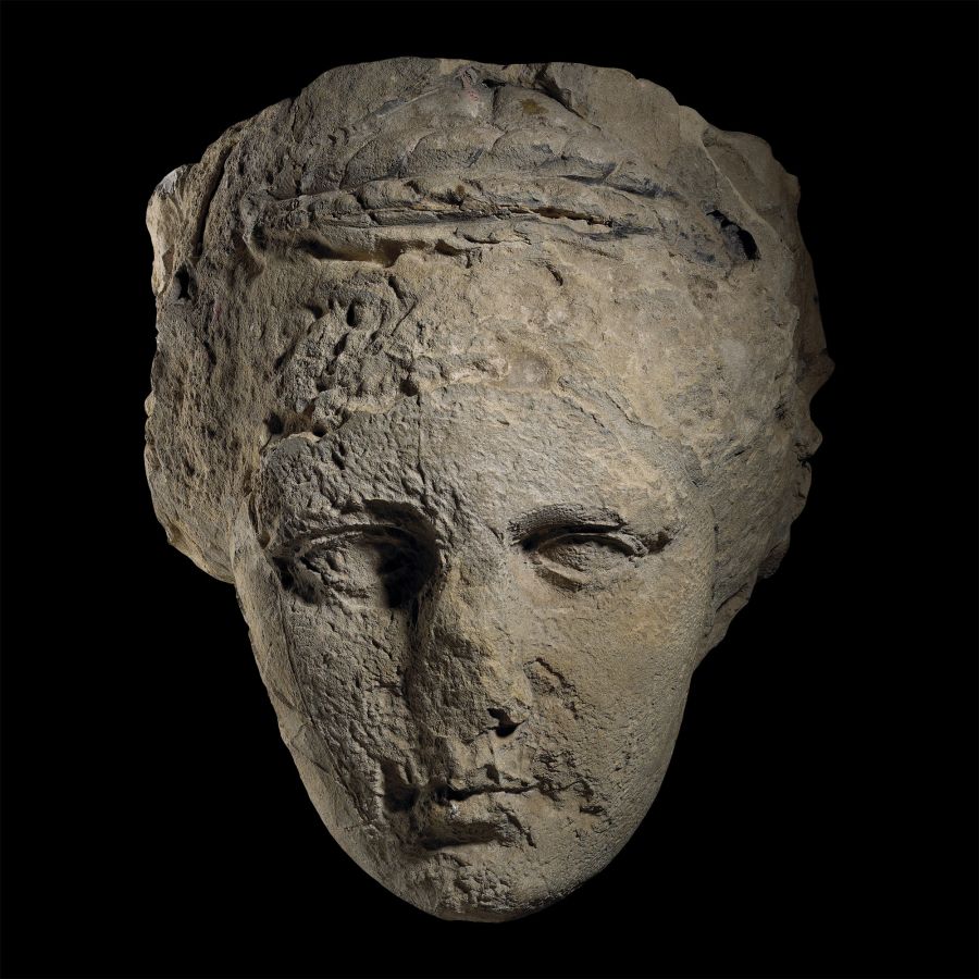 Three Times Life-Size Roman Head of the Goddess Diana