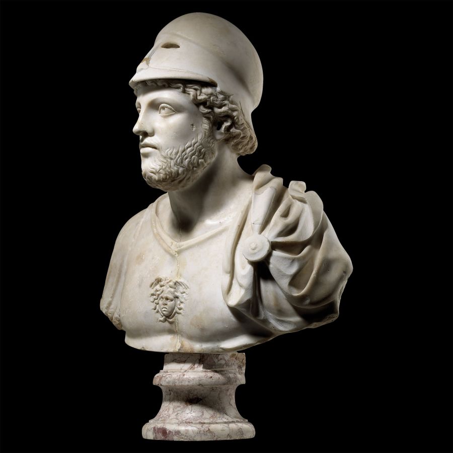 Roman Marble Helmetted and Cuirassed Bust of Mars, the God of War
