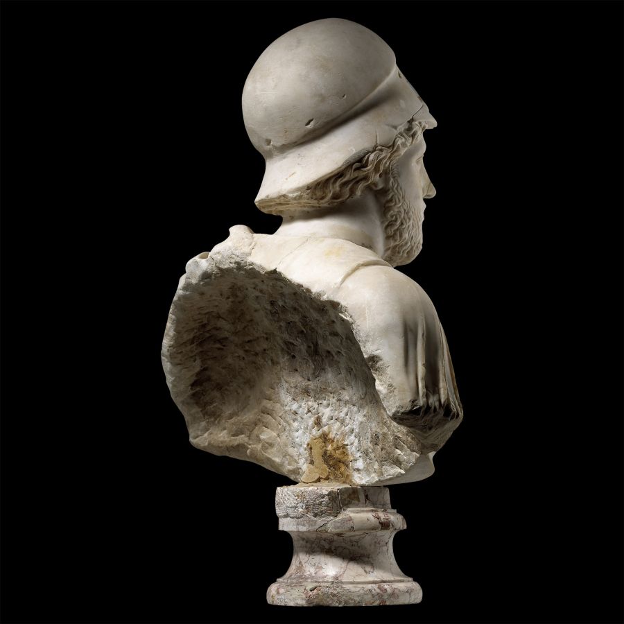 Roman Marble Helmetted and Cuirassed Bust of Mars, the God of War