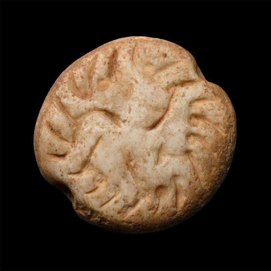 Large Western Asiatic Stone Stamp Seal with Incised Design