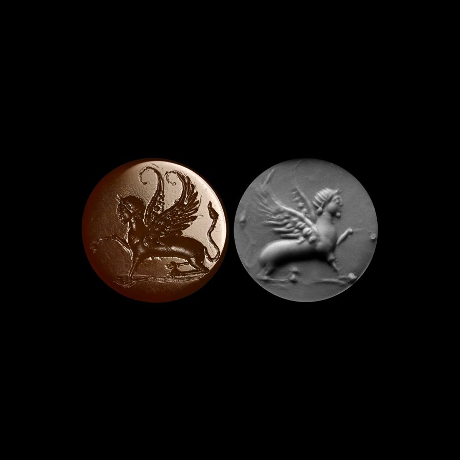 Post-Classical Agate Gemstone with Sphinx