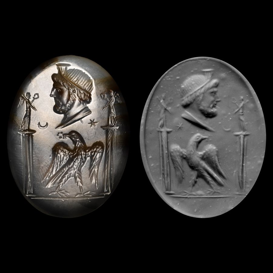 Large Post-Classical Agate Gemstone with Zeus Serapis Allegory