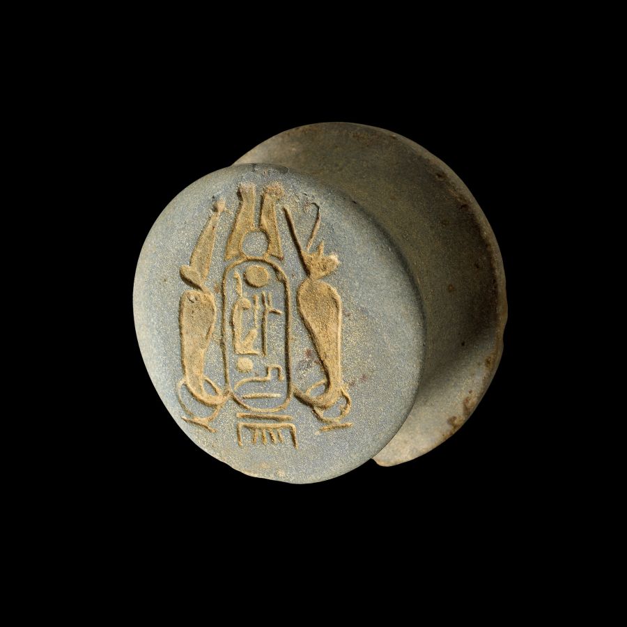 Large Egyptian Blue Faience Roundel for Ramesses II