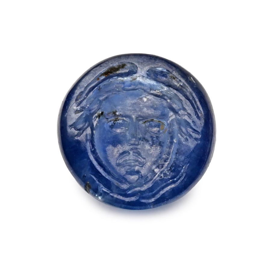 Ancient Style Sapphire Gemstone with Head of Medusa