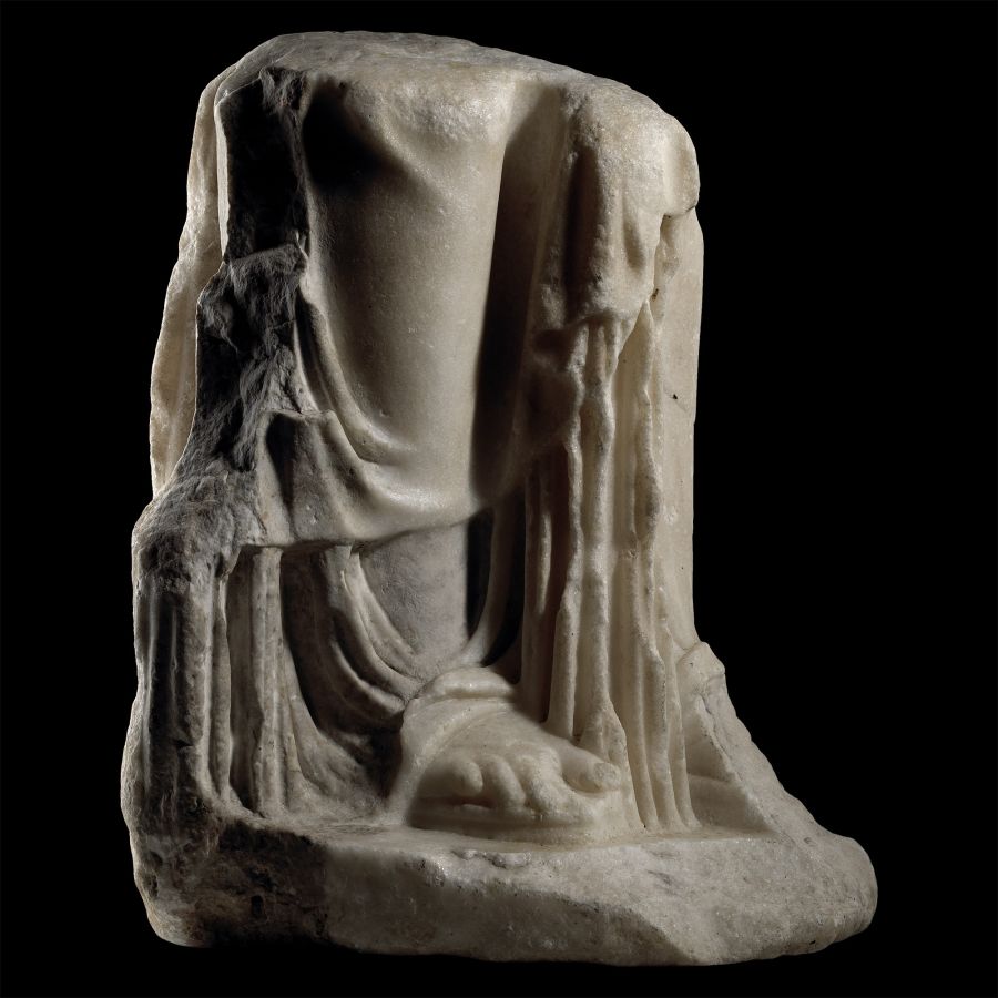 Large Lower Section of a Roman Marble Figure of the Goddess Isis