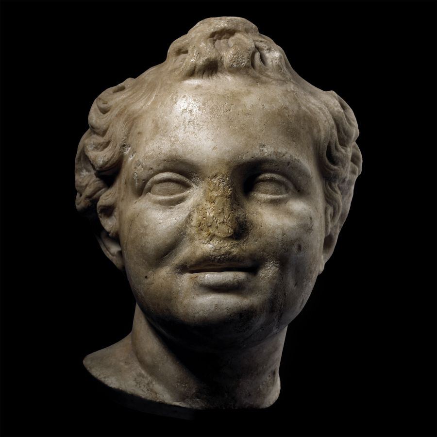 Roman Marble Head of Youthful Eros, the Greek God of Love