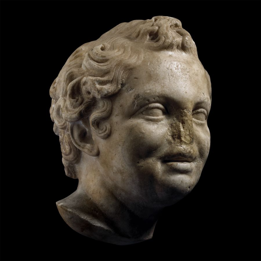 Roman Marble Head of Youthful Eros, the Greek God of Love