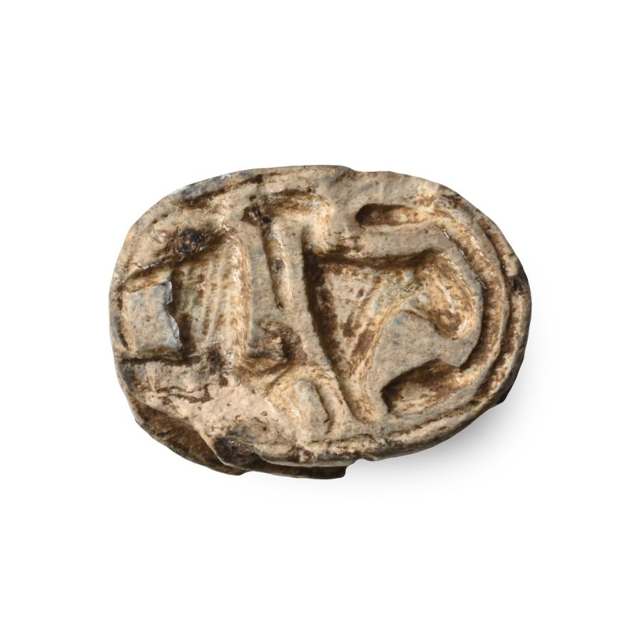 Egyptian Steatite Scarab with Lion and Stag