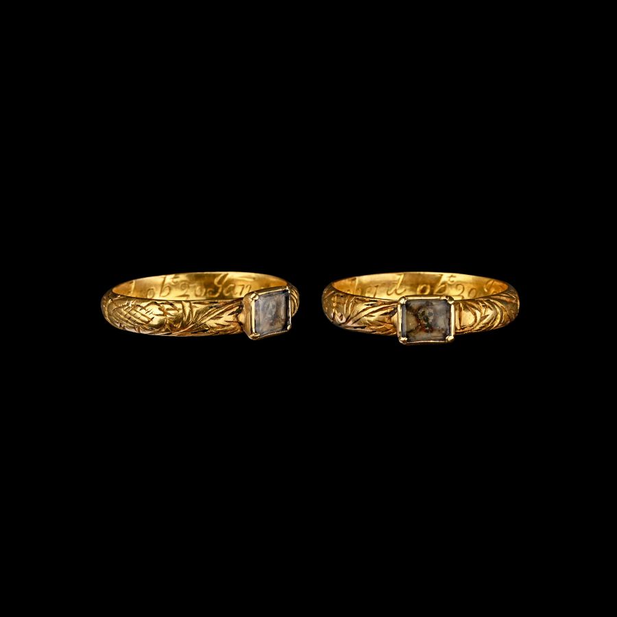 Stuart Period Gold Memento Mori Ring with Skull and Crossed Bones for Ian Shepherd