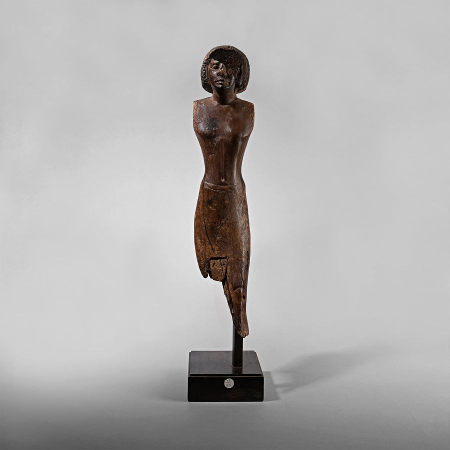 Large Egyptian Wooden Figure of a Man