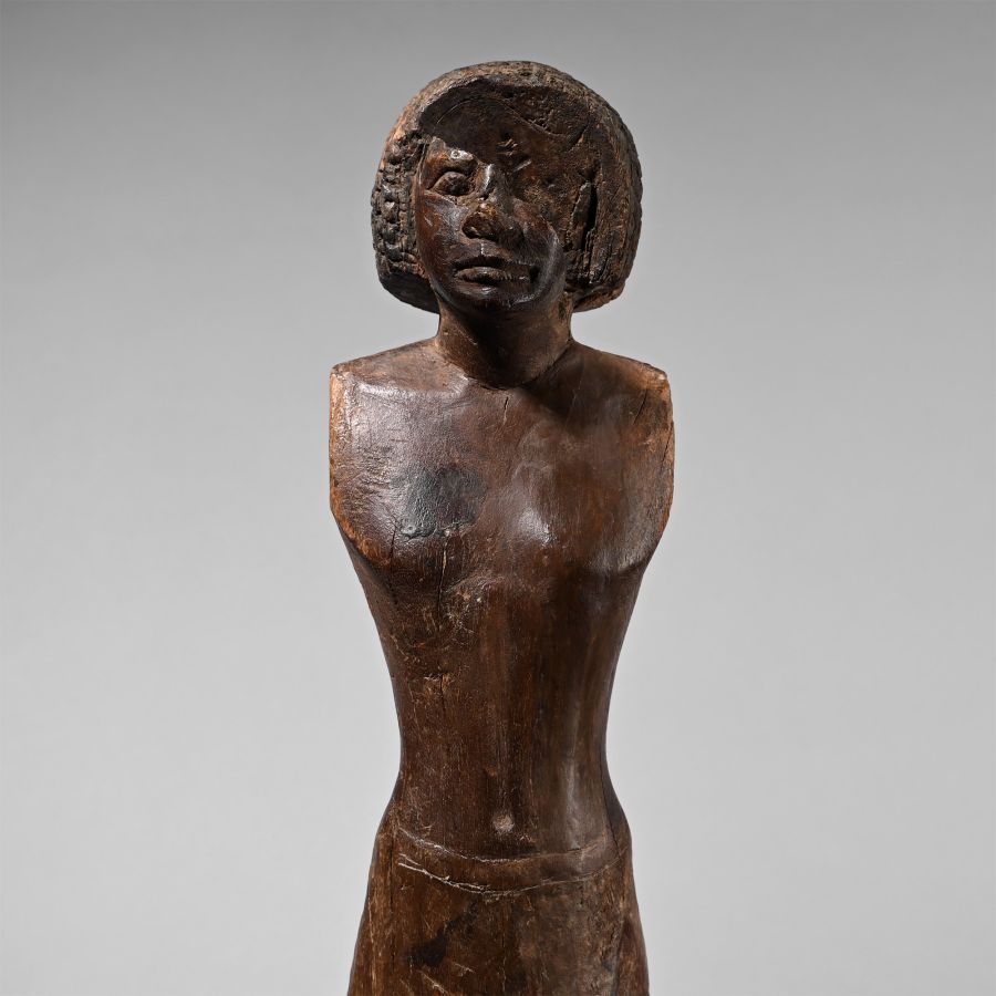 Large Egyptian Wooden Figure of a Man