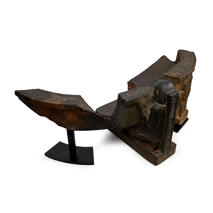 Egyptian Basalt Bassinophore Fragments for the Customs Official Wahibre, son of Paeftchawy