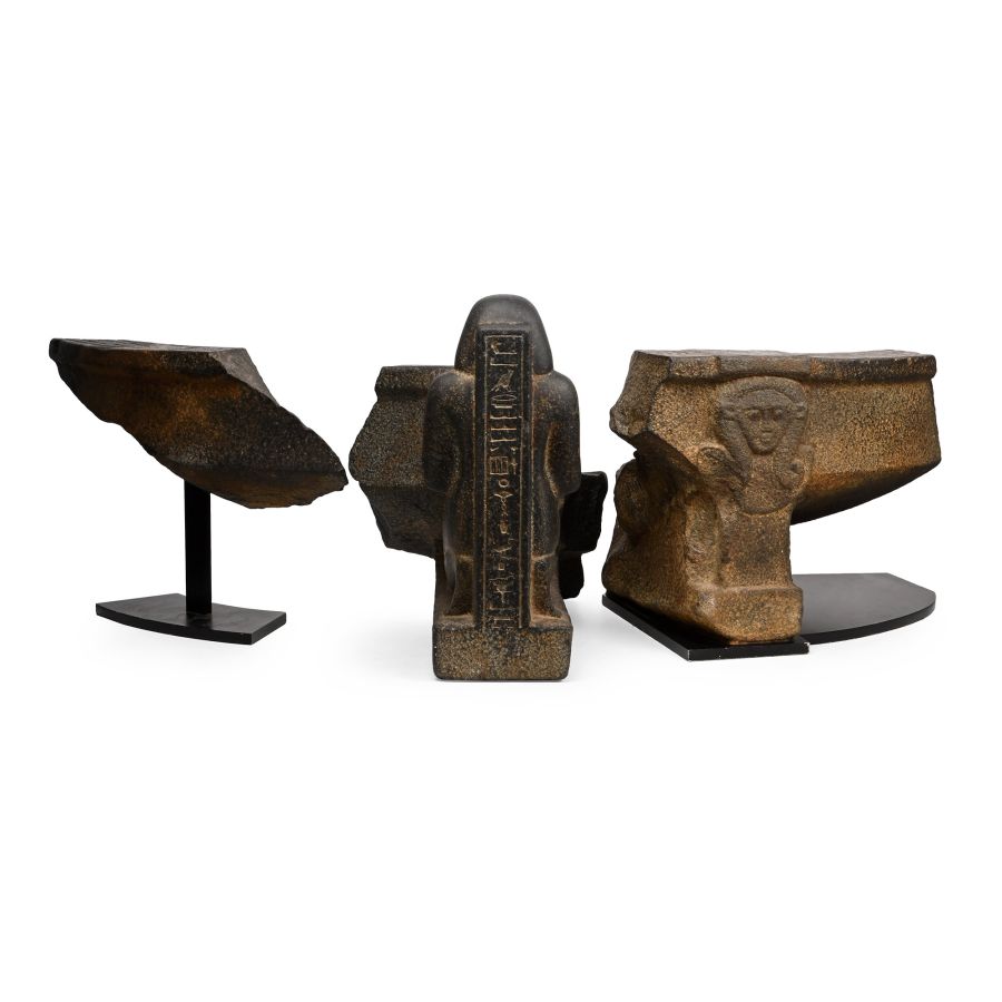 Egyptian Basalt Bassinophore Fragments for the Customs Official Wahibre, son of Paeftchawy