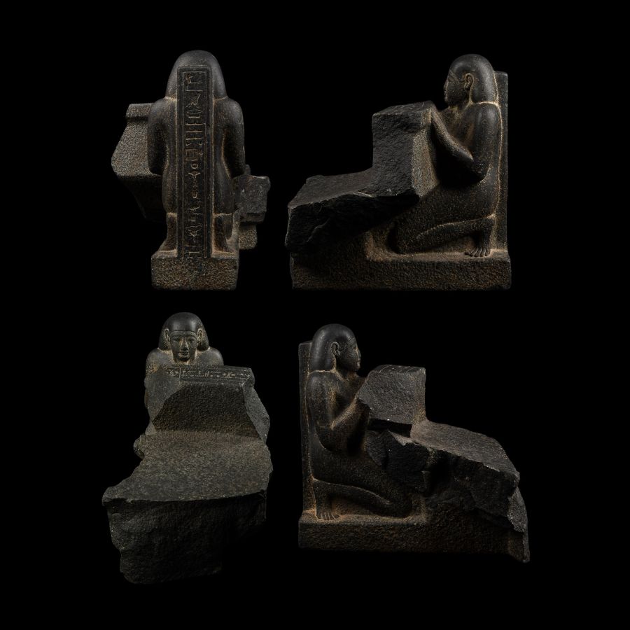 Egyptian Basalt Bassinophore Fragments for the Customs Official Wahibre, son of Paeftchawy