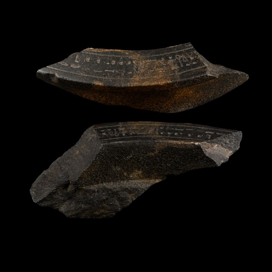 Egyptian Basalt Bassinophore Fragments for the Customs Official Wahibre, son of Paeftchawy