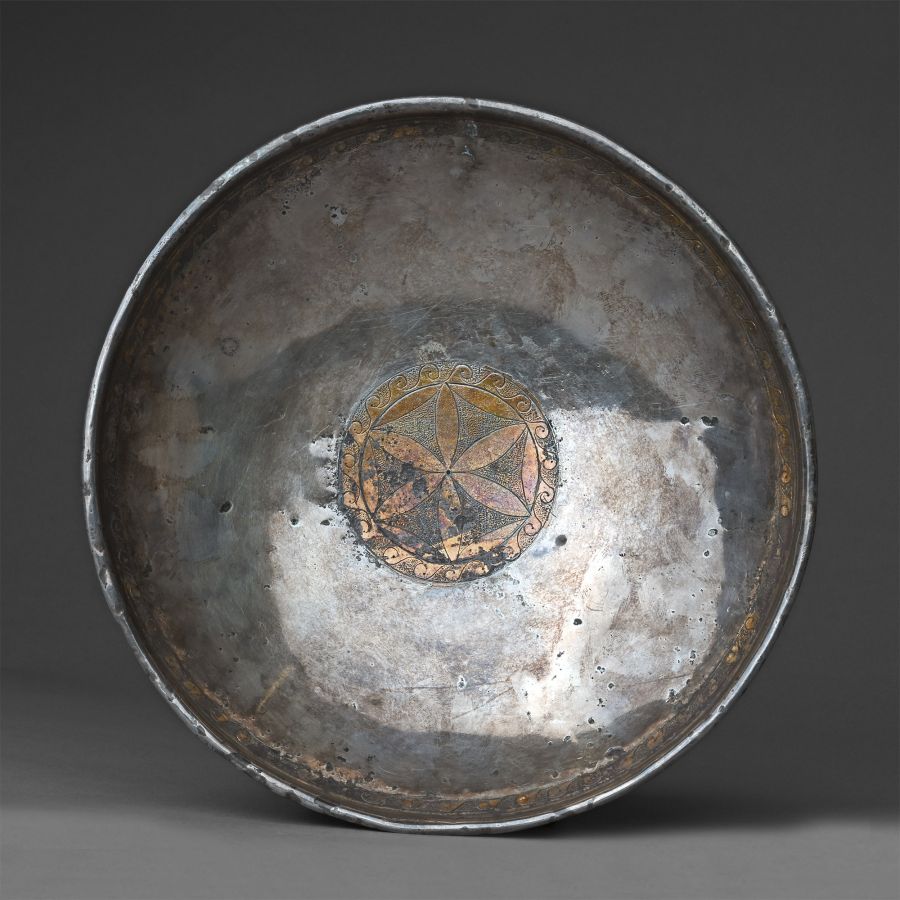 Eastern Greek Parcel-Gilt Bowl with Inscription