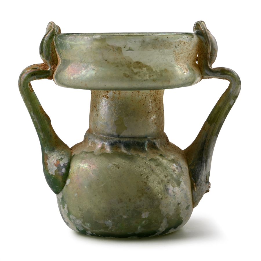 Roman Glass Handled Jar