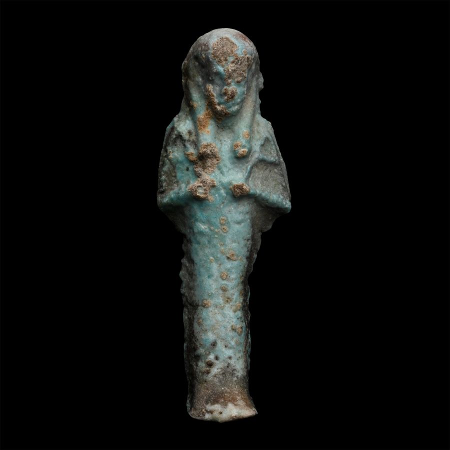 Egyptian Blue-Glazed Faience Shabti
