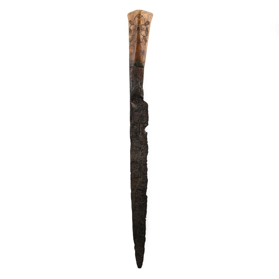 Stuart Period Iron Knife with Decorated Bone Handle