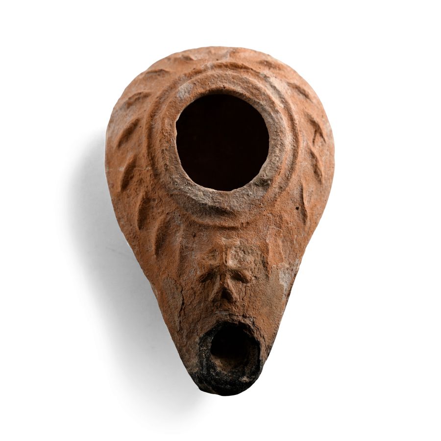Byzantine Terracotta Slipper Oil Lamp with Cross