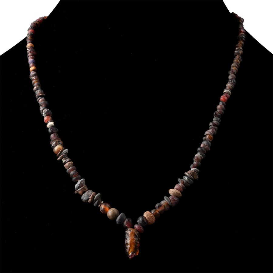 Roman Aubergine Glass and Other Bead Necklace String