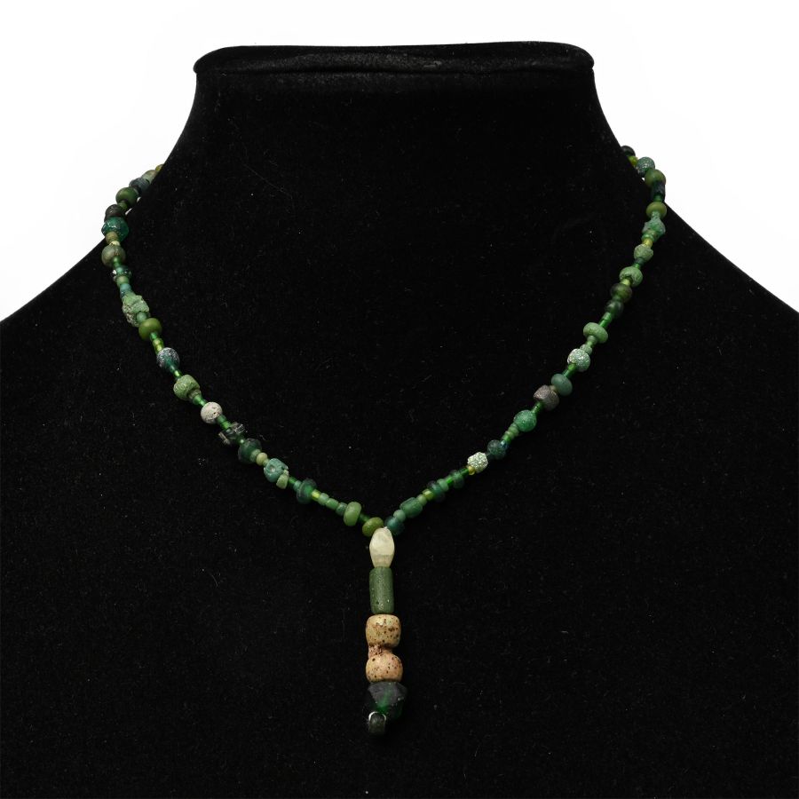 Roman Green Glass and Other Bead Necklace String