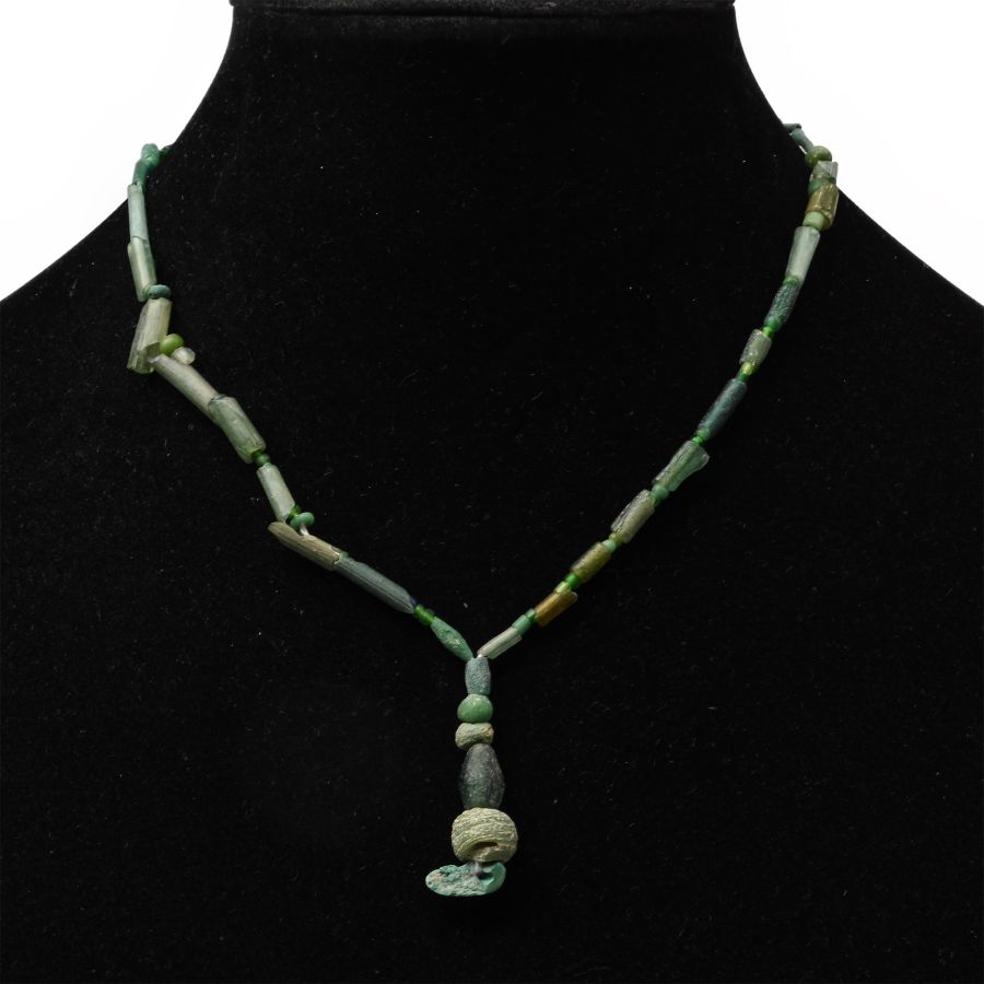 Roman Green Glass and Other Bead Necklace String