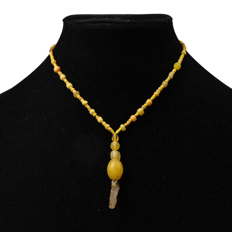 Roman Yellow Glass and Other Bead Necklace String