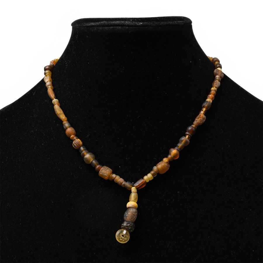 Roman Yellow Glass and Other Bead Necklace String