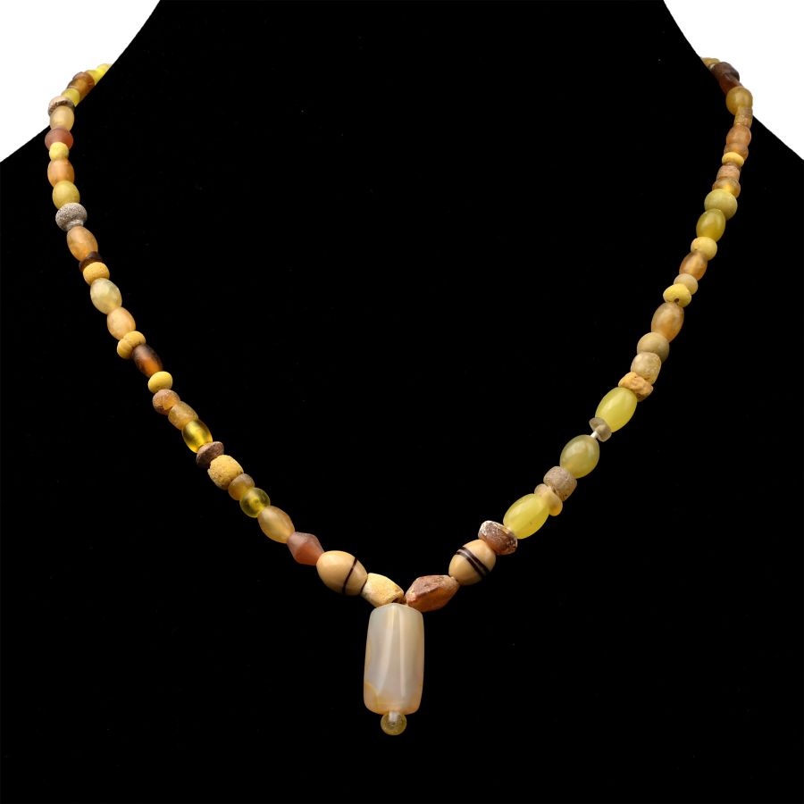 Roman Yellow Glass and Other Bead Necklace String