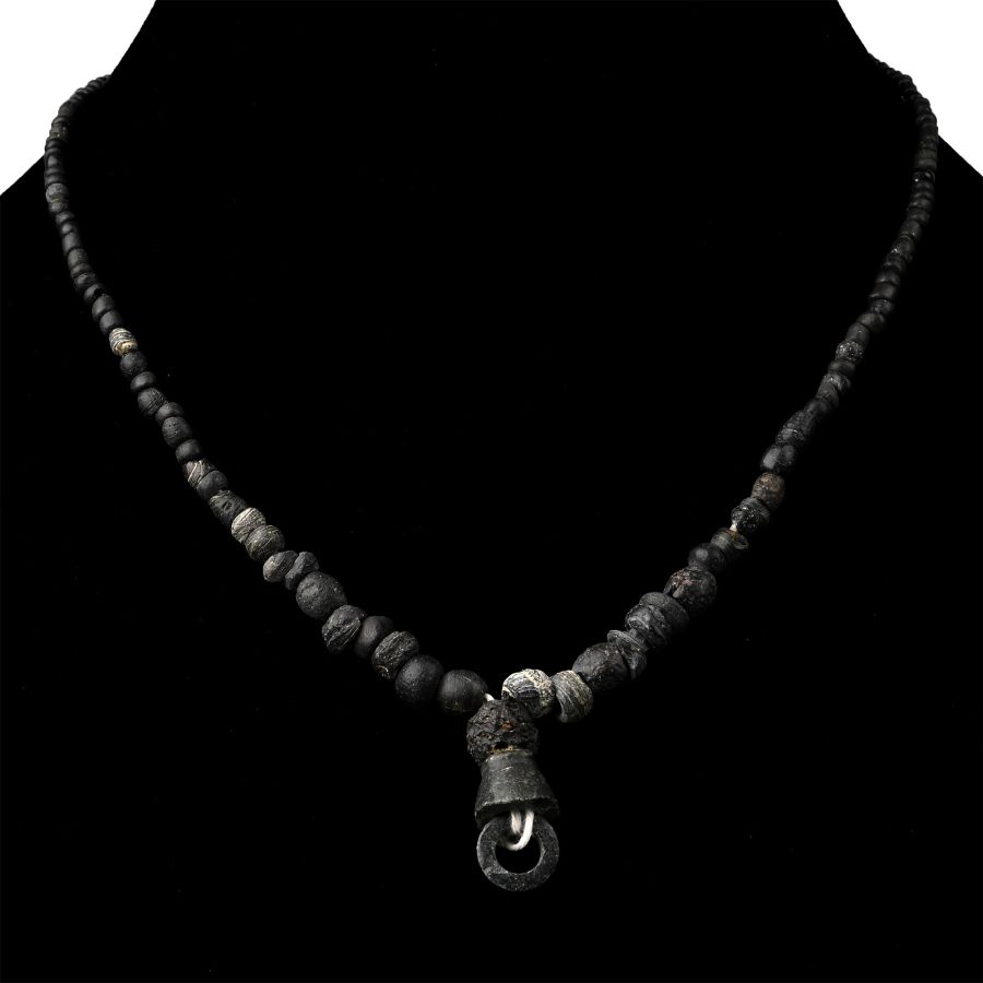 Roman Black Glass and Other Bead Necklace String