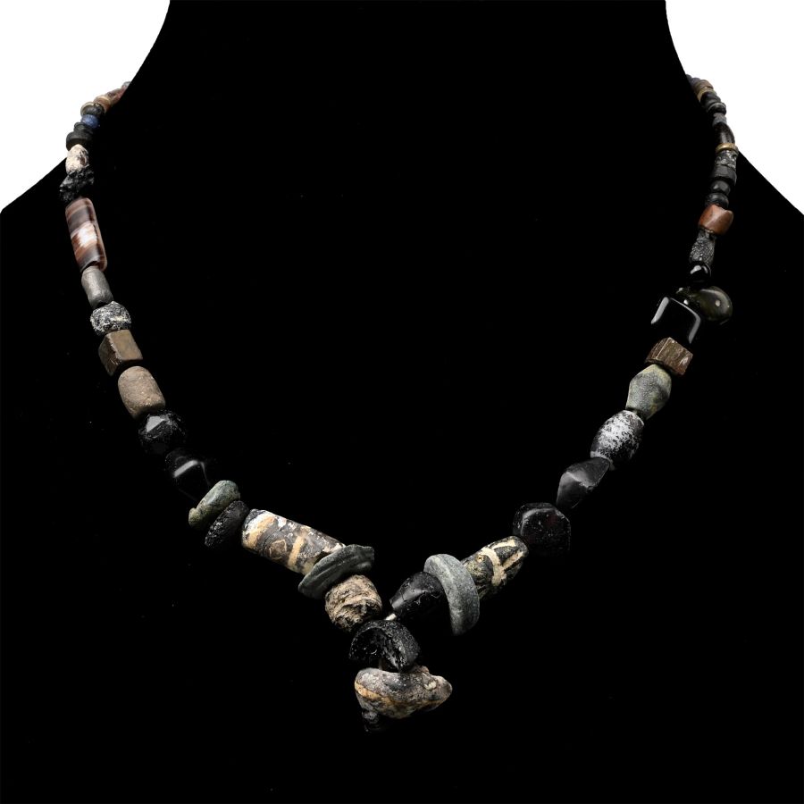 Western Asiatic Glass and Stone Bead Necklace String
