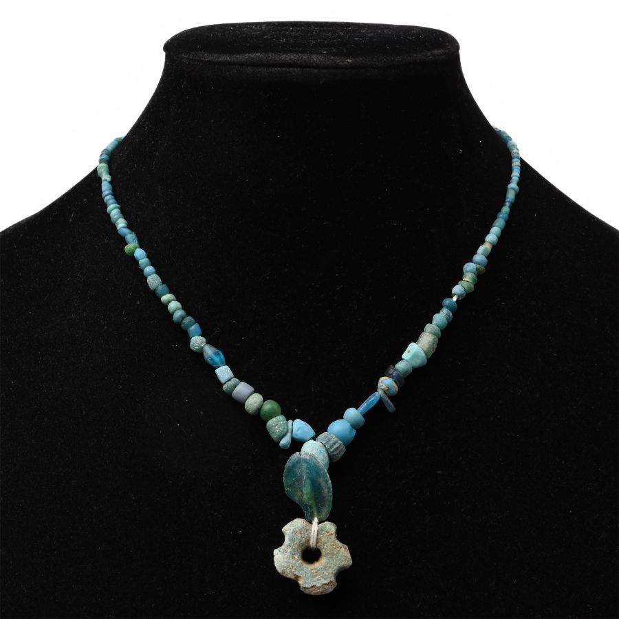 Achaemenid Blue Glass and Other Bead Necklace String