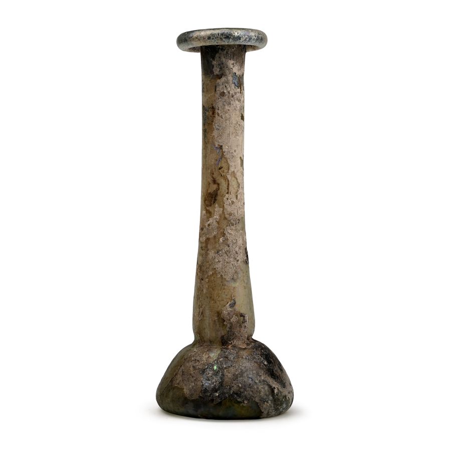 Roman Iridescent Tall Glass Unguentarium
