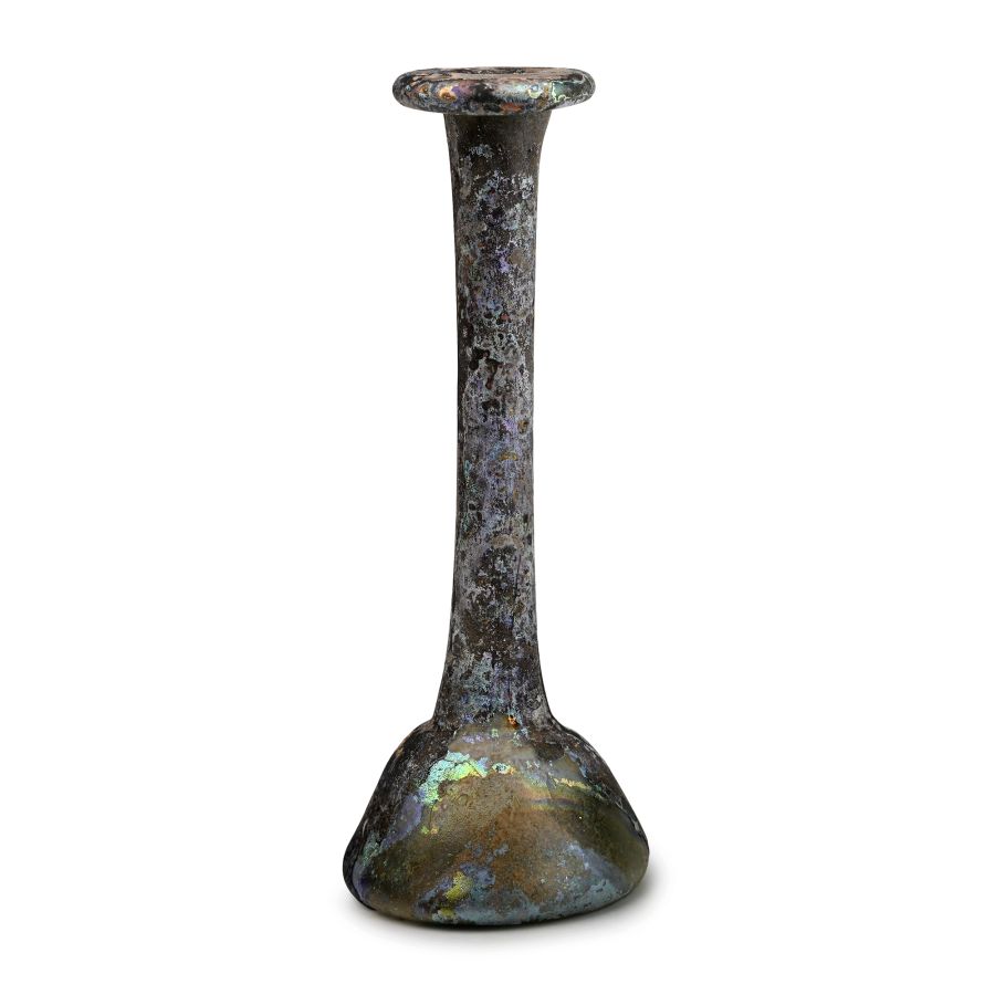Roman Iridescent Tall Glass Unguentarium