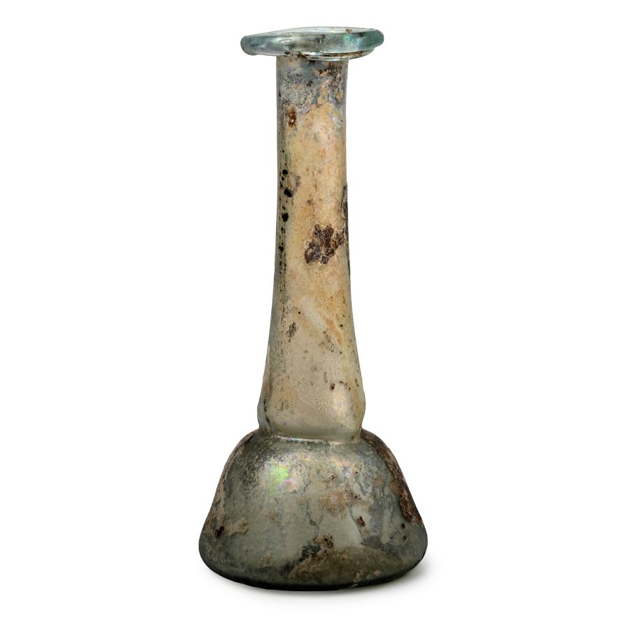 Roman Iridescent Tall Glass Unguentarium