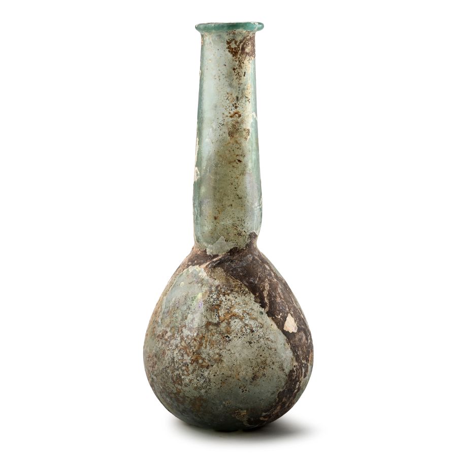 Roman Iridescent Tall Glass Unguentarium