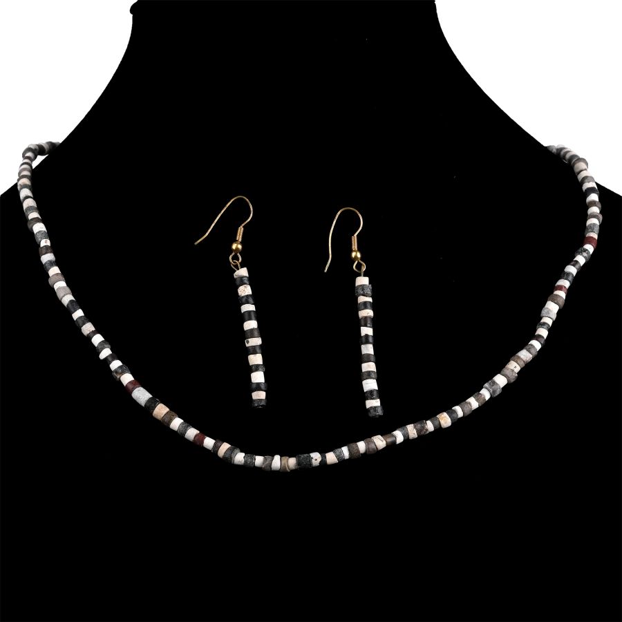 Western Asiatic Stone Bead Necklace and Earring Set