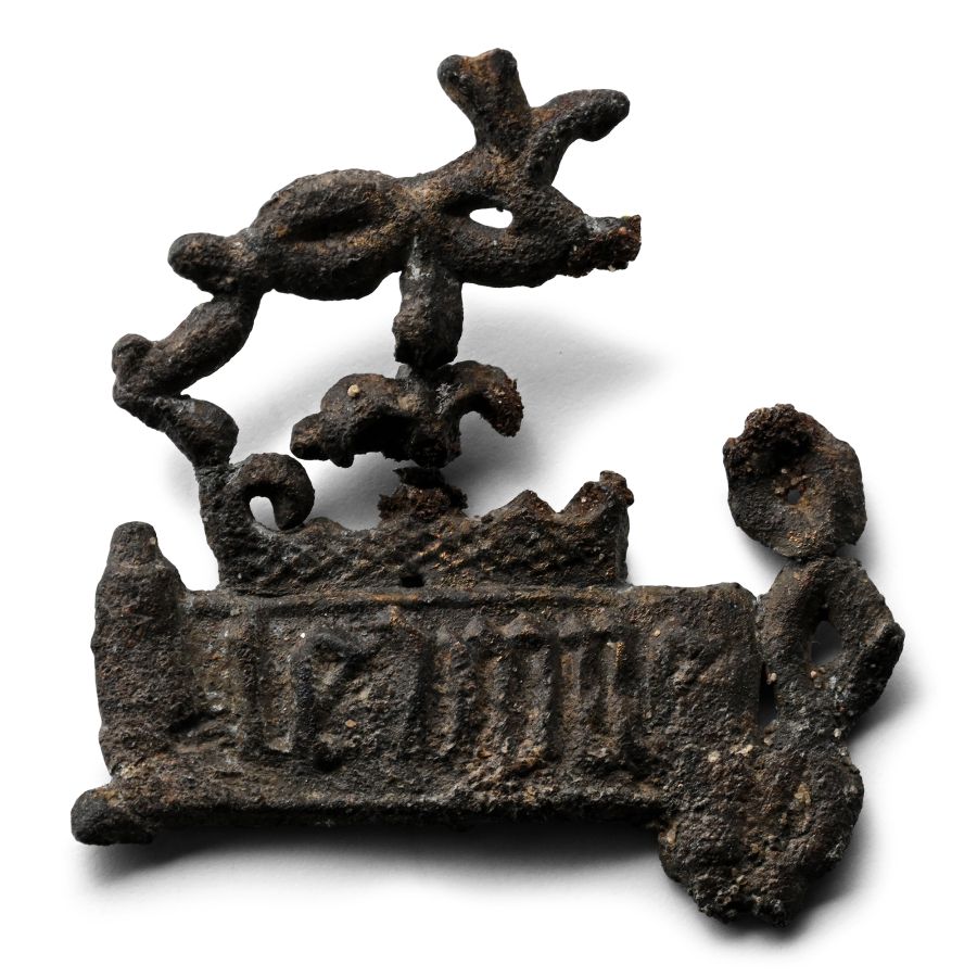 Medieval Pewter Pilgrim's Badge with Inscribed Crown