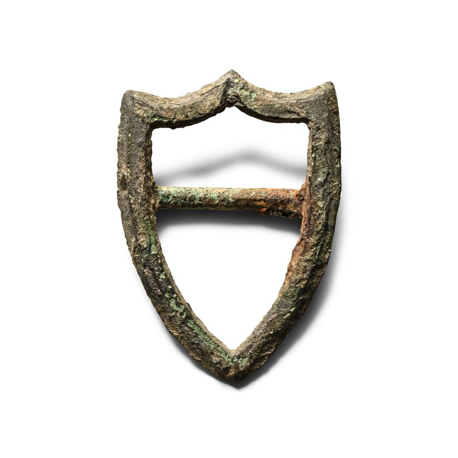 Medieval Bronze Shield-Shaped Buckle