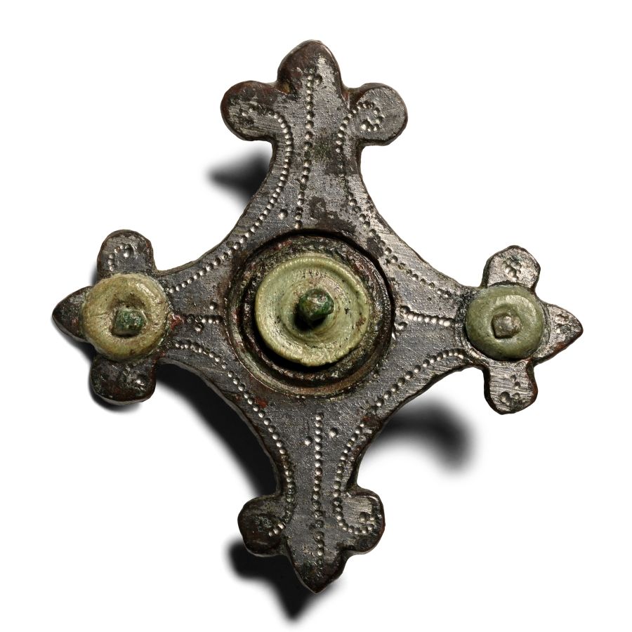 Roman Bronze Silvered Plate Brooch