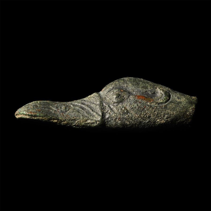Roman Bronze Duck's Head Terminal