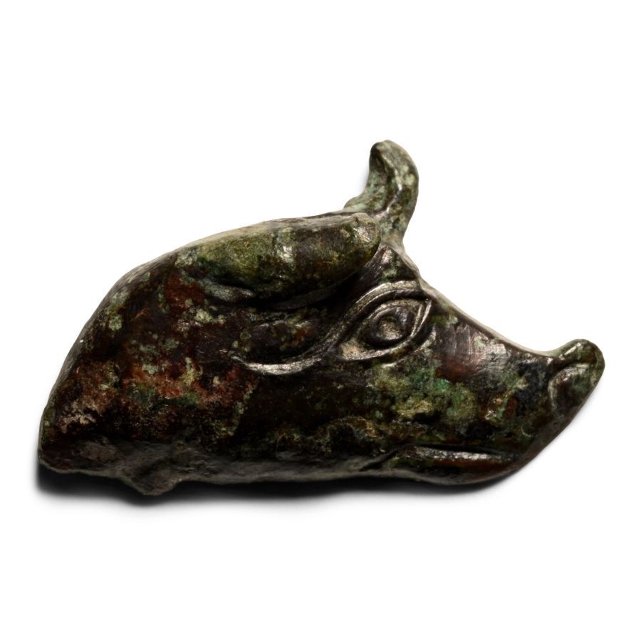 Roman Bronze Dog's Head Inlay